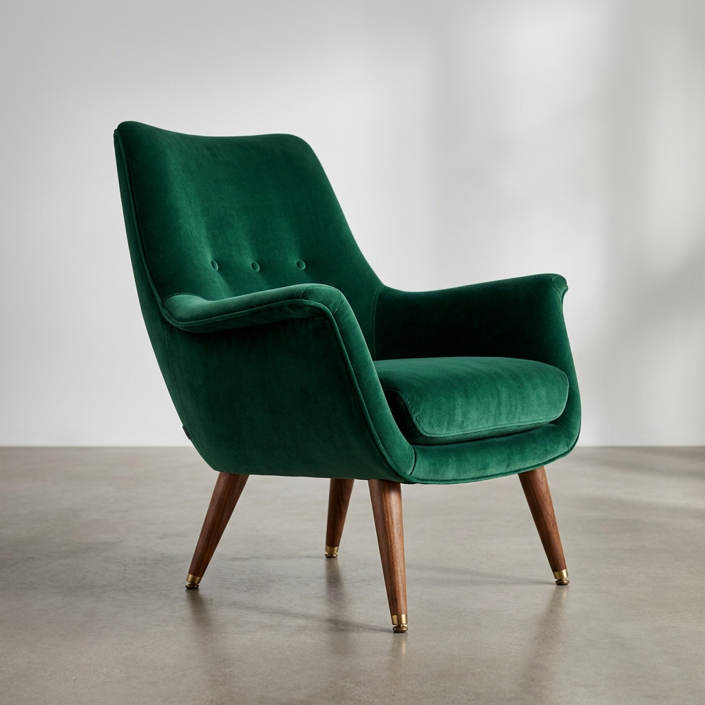 Mid-Century Velvet Armchair