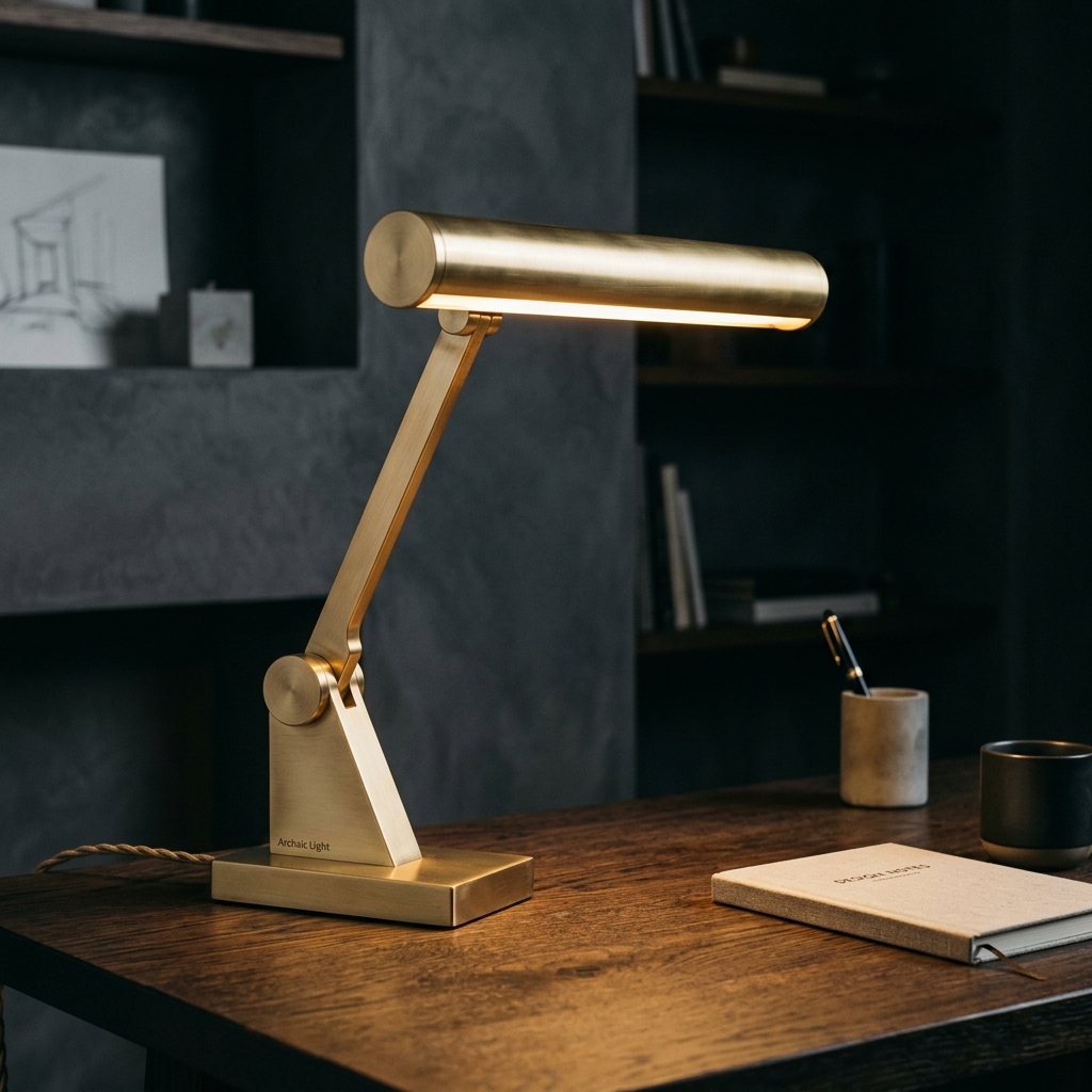 Sculptural Brass Desk Lamp